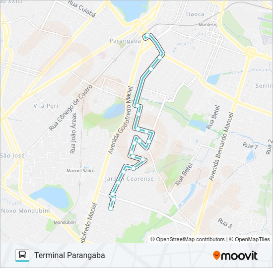Mapa da linha 353 PARANGABA / PARQUE VERAS de ônibus