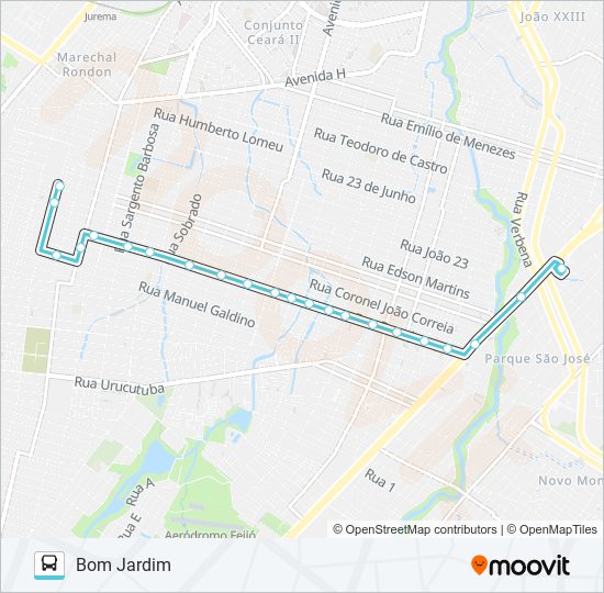 Mapa da linha 366 BOM JARDIM II / SIQUEIRA de ônibus