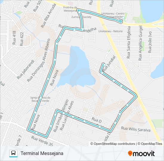 Mapa da linha 648 CIDADE NOBRE / MESSEJANA de ônibus