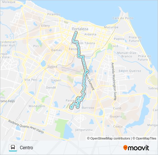 Mapa da linha 666 JARDIM CASTELÃO / CENTRO de ônibus