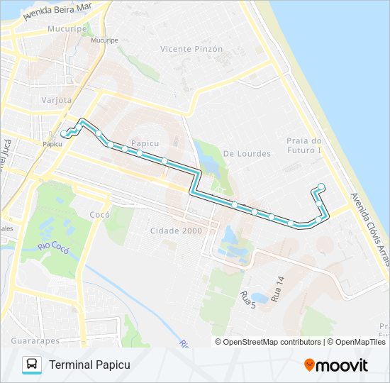 Mapa da linha 810 PRAIA DO FUTURO / PAPICU de ônibus