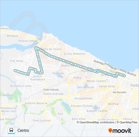 Mapa da linha 115 JARDIM GUANABARA / CENTRO de ônibus