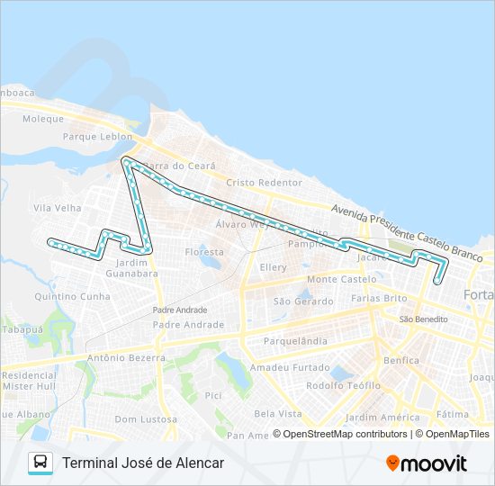 Mapa da linha 115 JARDIM GUANABARA / CENTRO de ônibus