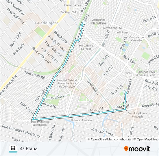 Mapa da linha 327 CONJUNTO CEARÁ / 4ª ETAPA de ônibus