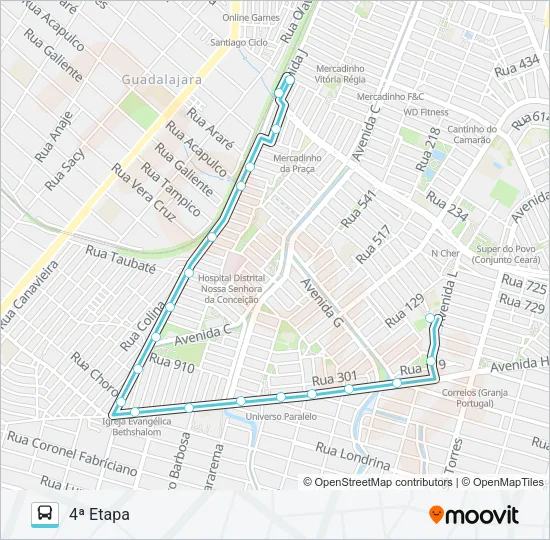 327 CONJUNTO CEARÁ / 4ª ETAPA Bus Line Map