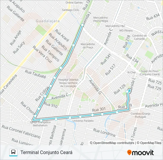 327 CONJUNTO CEARÁ / 4ª ETAPA Bus Line Map