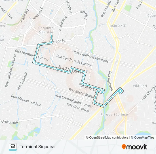 345 CONJUNTO CEARÁ / SIQUEIRA Bus Line Map
