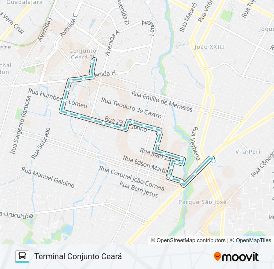 Mapa da linha 345 CONJUNTO CEARÁ / SIQUEIRA de ônibus