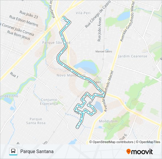 Mapa da linha 384 PARQUE SANTANA / SIQUEIRA de ônibus