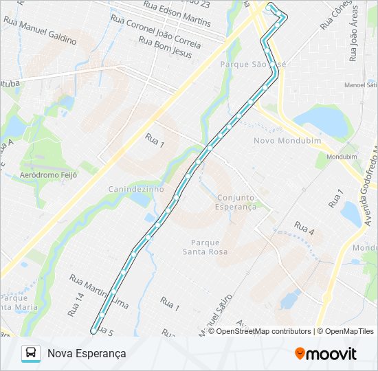 Mapa da linha 392 NOVA ESPERANÇA / SIQUEIRA de ônibus