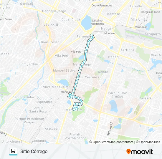 395 SÍTIO CÓRREGO / PARANGABA Bus Line Map