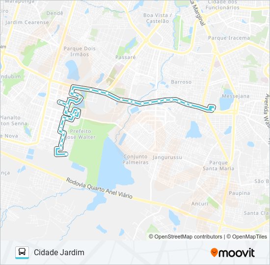Mapa da linha 699 CIDADE JARDIM / MESSEJANA de ônibus