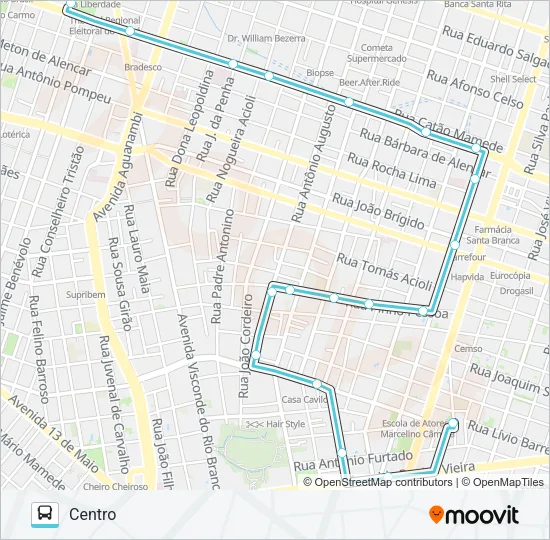 701 PARQUE AMERICANO / CENTRO Bus Line Map
