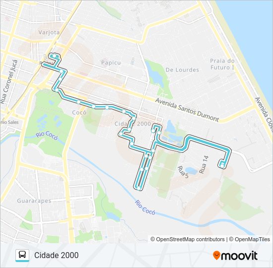 Mapa da linha 860 CLUBE DOS DIÁRIOS / PAPICU de ônibus