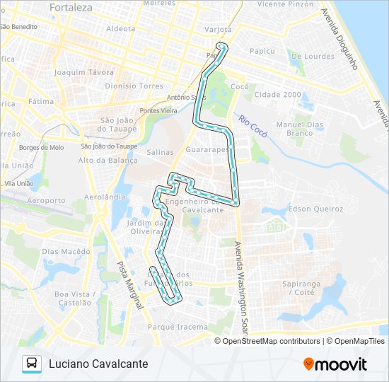 Mapa da linha 021 LUCIANO CAVALCANTE / PAPICU de ônibus