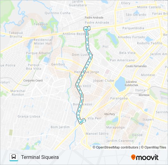 Mapa da linha 055 CORUJÃO / GRANDE CIRCULAR I de ônibus