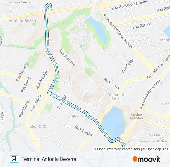 072 ANTÔNIO BEZERRA / PARANGABA bus Line Map