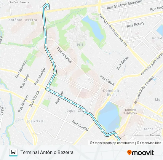 072 ANTÔNIO BEZERRA / PARANGABA Bus Line Map