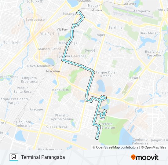 Mapa da linha 399 CIDADE JARDIM I / PARANGABA de ônibus