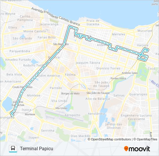 Mapa de 048 CORUJÃO / PARANGABA / PAPICU de autobús