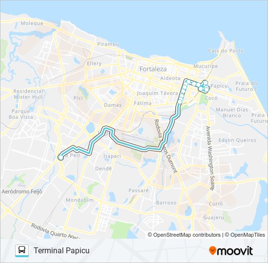 Mapa da linha 087 EXPRESSO / SIQUEIRA / PAPICU de ônibus