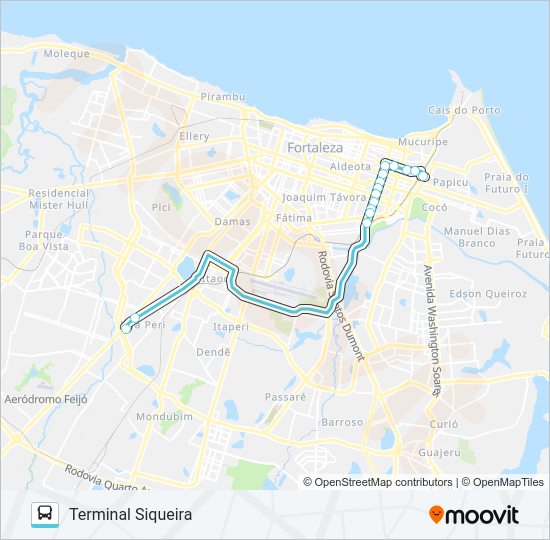Mapa da linha 087 EXPRESSO / SIQUEIRA / PAPICU de ônibus