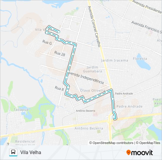 211 VILA VELHA / ANTÔNIO BEZERRA bus Line Map