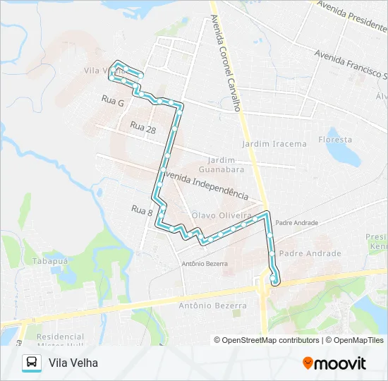 211 VILA VELHA / ANTÔNIO BEZERRA Bus Line Map