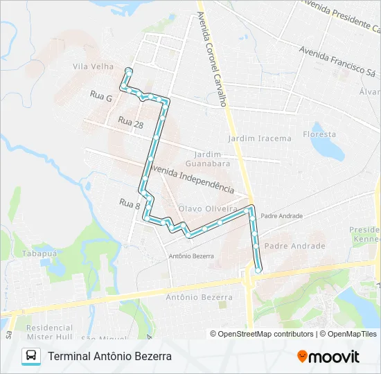 211 VILA VELHA / ANTÔNIO BEZERRA Bus Line Map