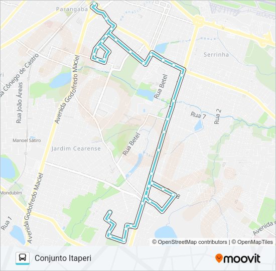 340 CONJUNTO ITAPERI / PARANGABA Bus Line Map