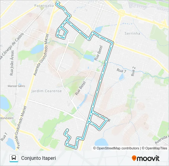 340 CONJUNTO ITAPERI / PARANGABA Bus Line Map