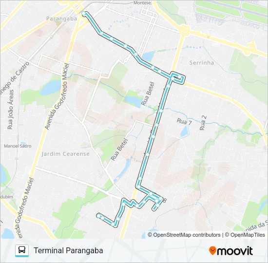340 CONJUNTO ITAPERI / PARANGABA Bus Line Map