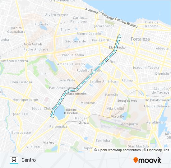 Mapa da linha 350 LAGOA / JOSÉ BASTOS / CENTRO de ônibus