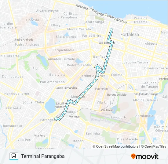 401 PARANGABA / MONTESE / CENTRO Bus Line Map