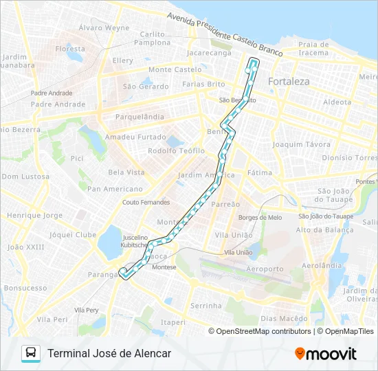 401 PARANGABA / MONTESE / CENTRO Bus Line Map