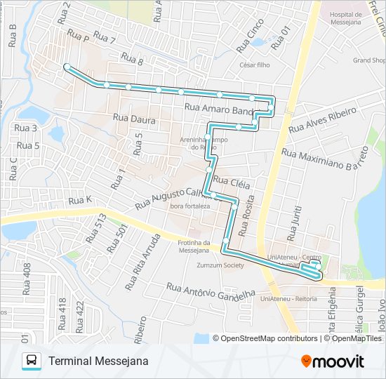 Mapa da linha 643 BARROSO CIRCULAR / MESSEJANA de ônibus