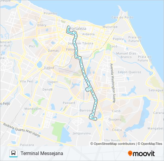 Mapa de 665 CORUJÃO / MESSEJANA / CENTRO de autobús