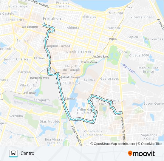 Mapa da linha 022 JARDIM DAS OLIVEIRAS / CENTRO de ônibus