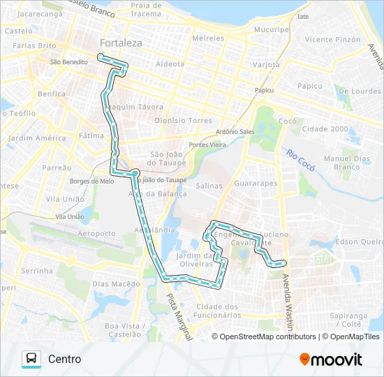 022 JARDIM DAS OLIVEIRAS / CENTRO Bus Line Map