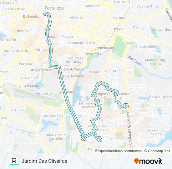 022 JARDIM DAS OLIVEIRAS / CENTRO Bus Line Map