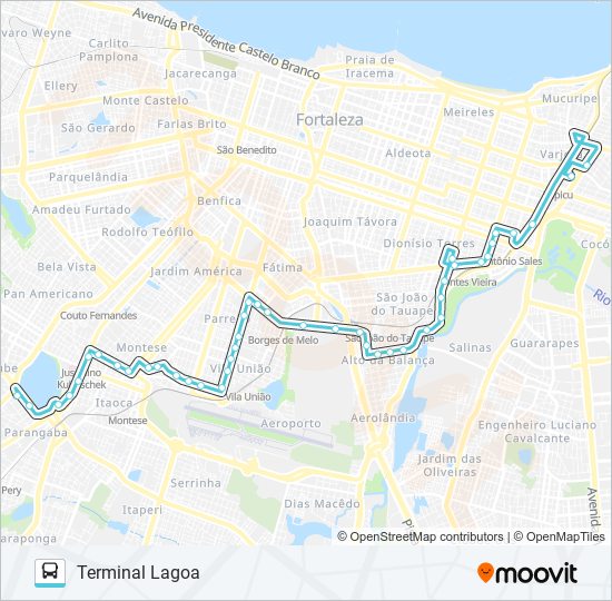 Mapa da linha 069 LAGOA / VIA EXPRESSA / PAPICU de ônibus