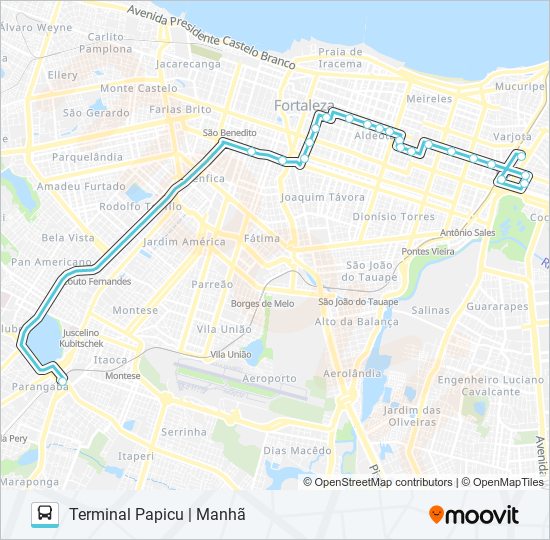 Mapa da linha 089 EXPRESSO / PARANGABA / PAPICU de ônibus
