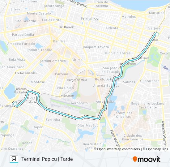 Mapa da linha 089 EXPRESSO / PARANGABA / PAPICU de ônibus
