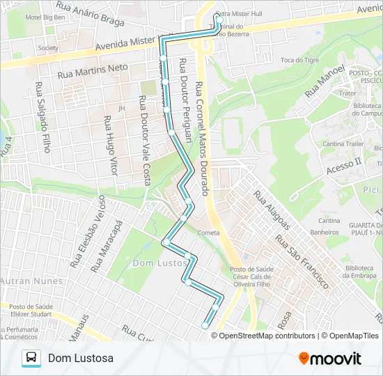 205 DOM LUSTOSA / ANTÔNIO BEZERRA Bus Line Map