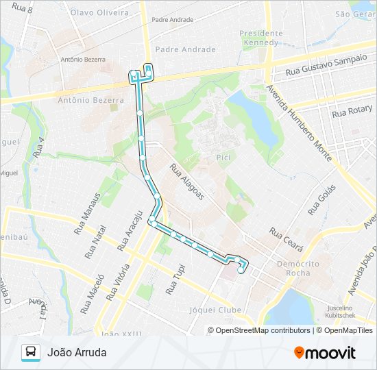 Mapa de 225 JOÃO ARRUDA / ANTÔNIO BEZERRA de autobús