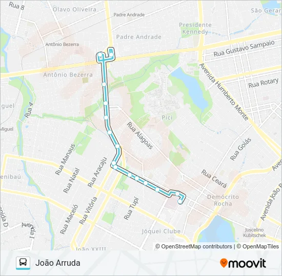 225 JOÃO ARRUDA / ANTÔNIO BEZERRA Bus Line Map