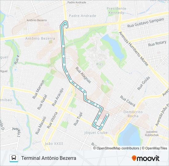 Mapa da linha 225 JOÃO ARRUDA / ANTÔNIO BEZERRA de ônibus