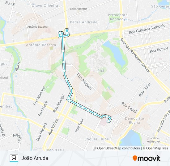 Mapa da linha 225 JOÃO ARRUDA / ANTÔNIO BEZERRA de ônibus