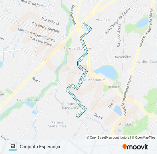Mapa da linha 330 CONJUNTO ESPERANÇA / SIQUEIRA de ônibus