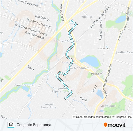 Mapa da linha 330 CONJUNTO ESPERANÇA / SIQUEIRA de ônibus